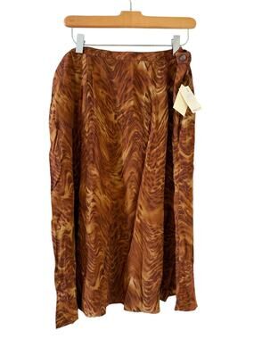 Coldwater Creek Animal Print Twirl Skirt Bronze 1X